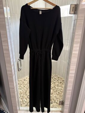 SPANX AirEssentials Black Long-Sleeve Drawstring Waist Jumpsuit